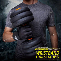 Breathable Fitness Gloves Wrist Wrap Support Full Palm Protection