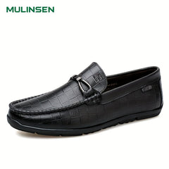 Men's Leather Plaid Bit Dress Shoes Soft Sole Slip On Formal Shoes
