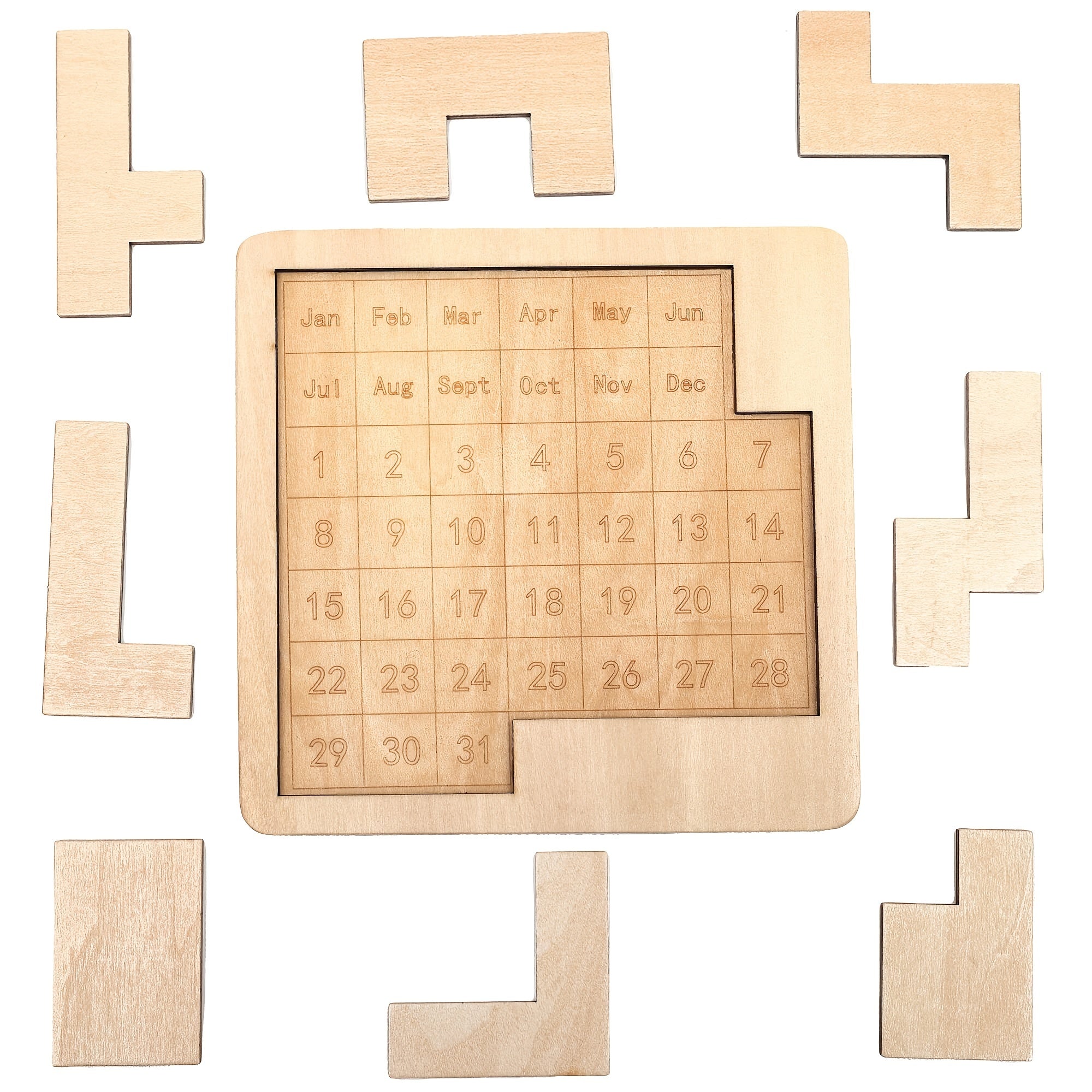 Wooden Calendar Puzzle: 365 Dates to Solve