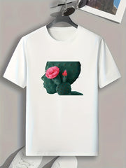 Cactus Flower Print Men's Graphic T shirt Comfy Summer Tee