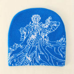 Anime Jacquard Beanie Elastic Knit Hat Hip Hop Warm Skull Cap Soft Y2K