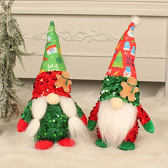 Sequin Gingerbread Doll Christmas Gnomes Plush Decor