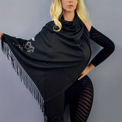 Butterfly & Rhinestone Flower Fringe Trim Scarf for Daily Decoration
