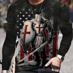 Soldier Digital Print Men's Long Sleeve T-shirt for Autumn