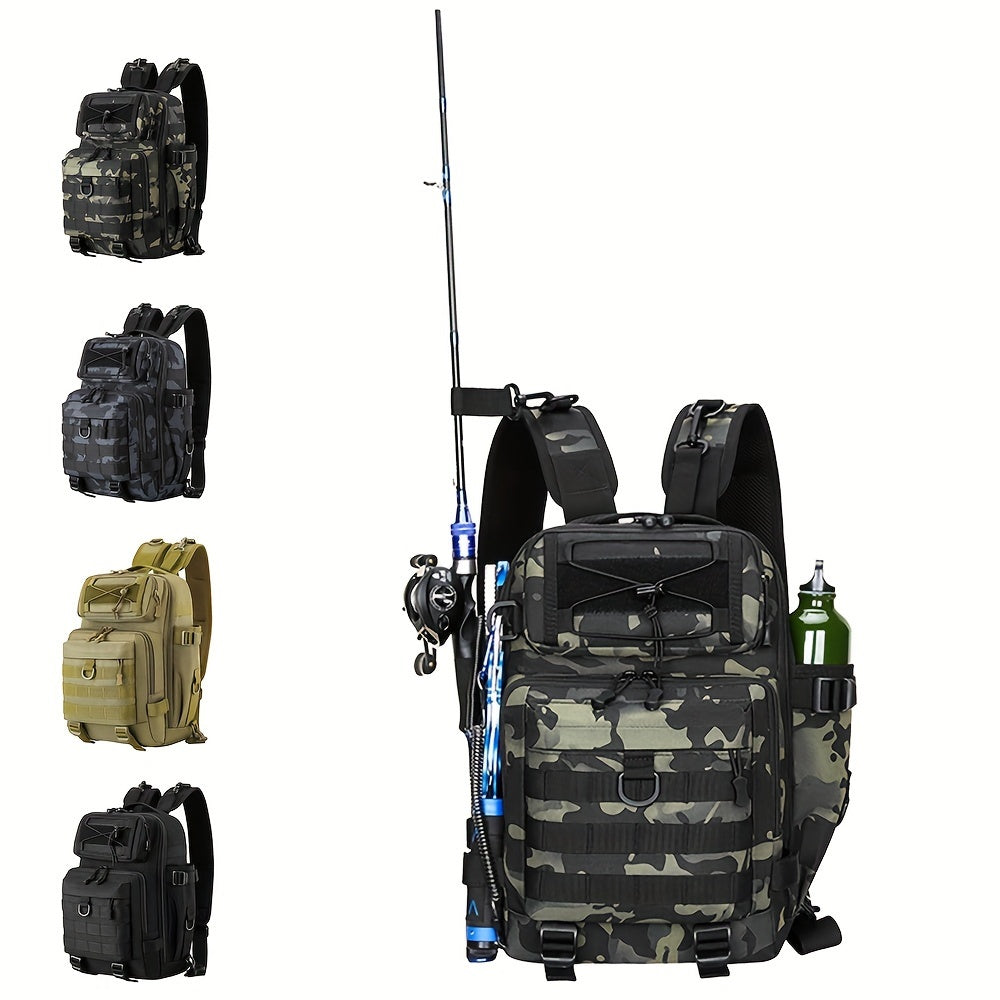 Fishing Tackle Storage Bag with Water Bottle & Rod Holder