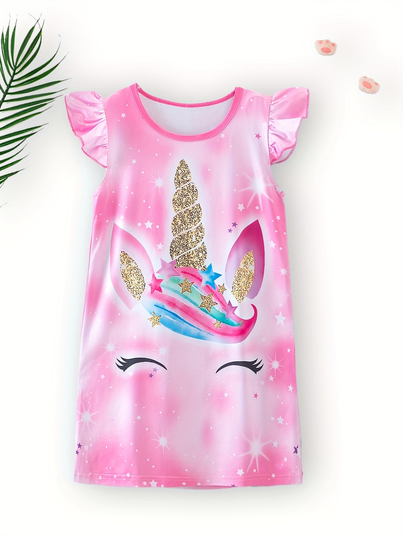 Girls Unicorn Tie Dye Print Nightdress Sleeveless PJ