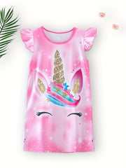 Girls Unicorn Tie Dye Print Nightdress Sleeveless PJ
