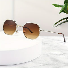 Men's Metal Small Frame Sunglasses Retro Sided with Hard Box
