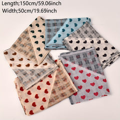 Plaid Heart Chiffon Scarf Thin Shawl for Sun Protection