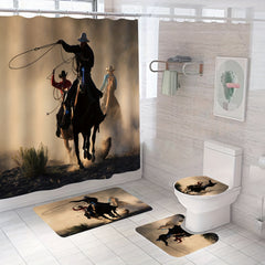 Western Cowboy Shower Curtain Set - Bathroom Decor