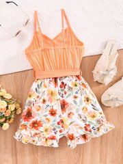 Boho Floral Spaghetti Strap V Neck Romper Jumpsuit