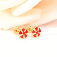 6pairs Flower Drip Screw Stud Earrings for Girls