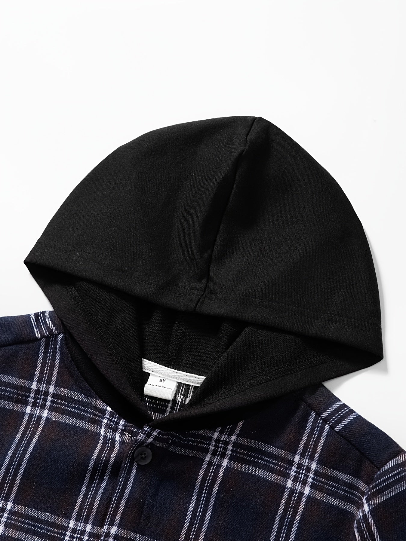 Boys Flannel Hooded Plaid Shirts Button Long Sleeve Tops