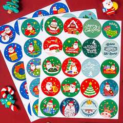 Christmas Sticker Striped Large Sheet Holiday Gift Cartoon Label 3sheets pack