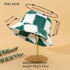Lamb Wool Bucket Hat Autumn Winter Fuzzy Warm Fisherman Hat For Women