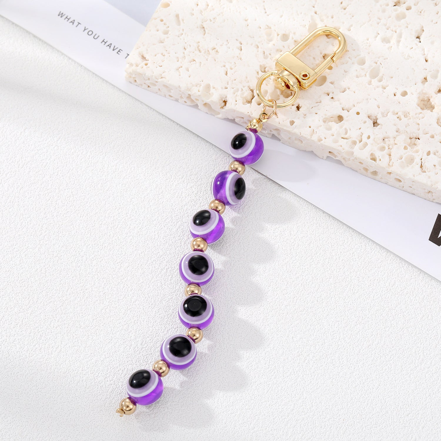 Boho Rainbow Evil Eye Beads Keychain Key Ring Lucky Eye Bag Car Accessories