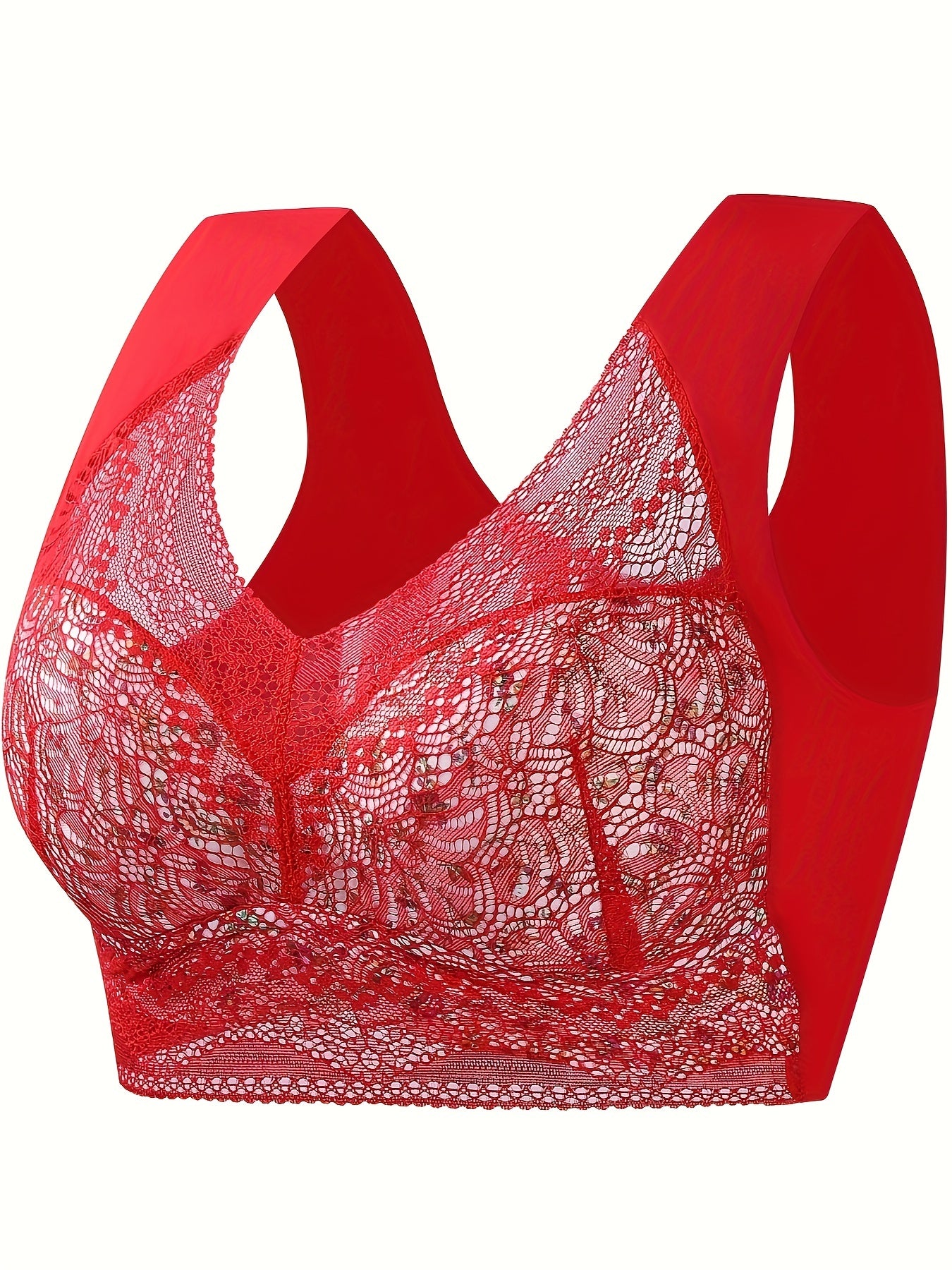 Floral Print Lace Wireless Bra Comfy & Breathable