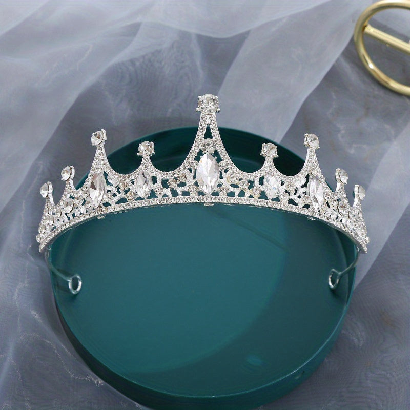 Faux Pearl Rhinestone Crown - 18 Years Old Adult Party Princess Tiara