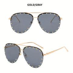 Men's Aviator Studded Metal Sunglasses