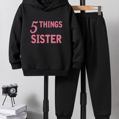 2pcs Boys Hoodie Sweatshirt & Sweatpants Set Kids Casual Outdoor Clothes
