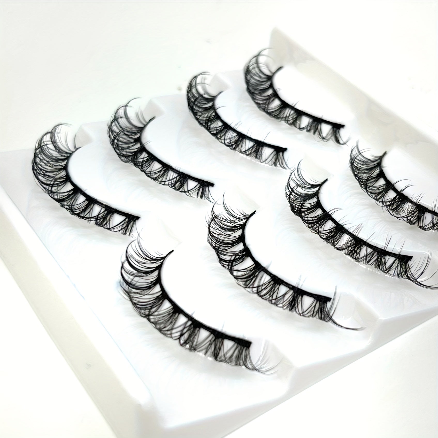 4 Pairs D Curling 12mm False Eyelashes Natural Look Thick Wispy Lashes