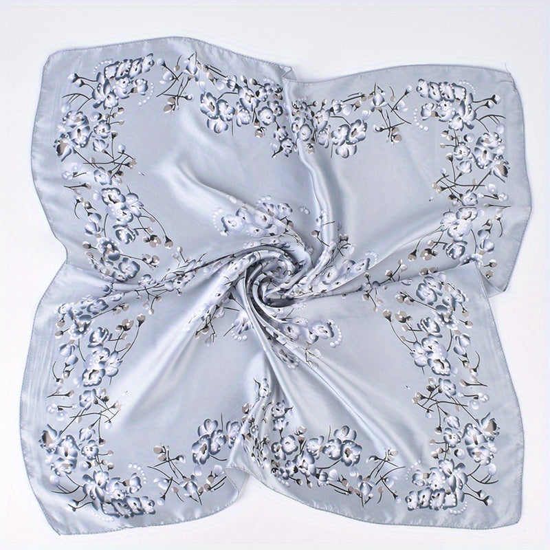 Small Flower Print Bandana Silk Square Scarf Satin Neckerchief Head Wrap