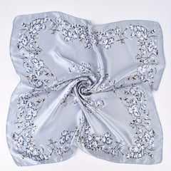 Small Flower Print Bandana Silk Square Scarf Satin Neckerchief Head Wrap