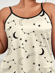 Moon & Star Print Cami Top & Shorts 2pcs Set