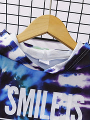 Tie Dye Letter Print Boys Sweatshirt Long Sleeve Crew Neck Tops Kids Clothing