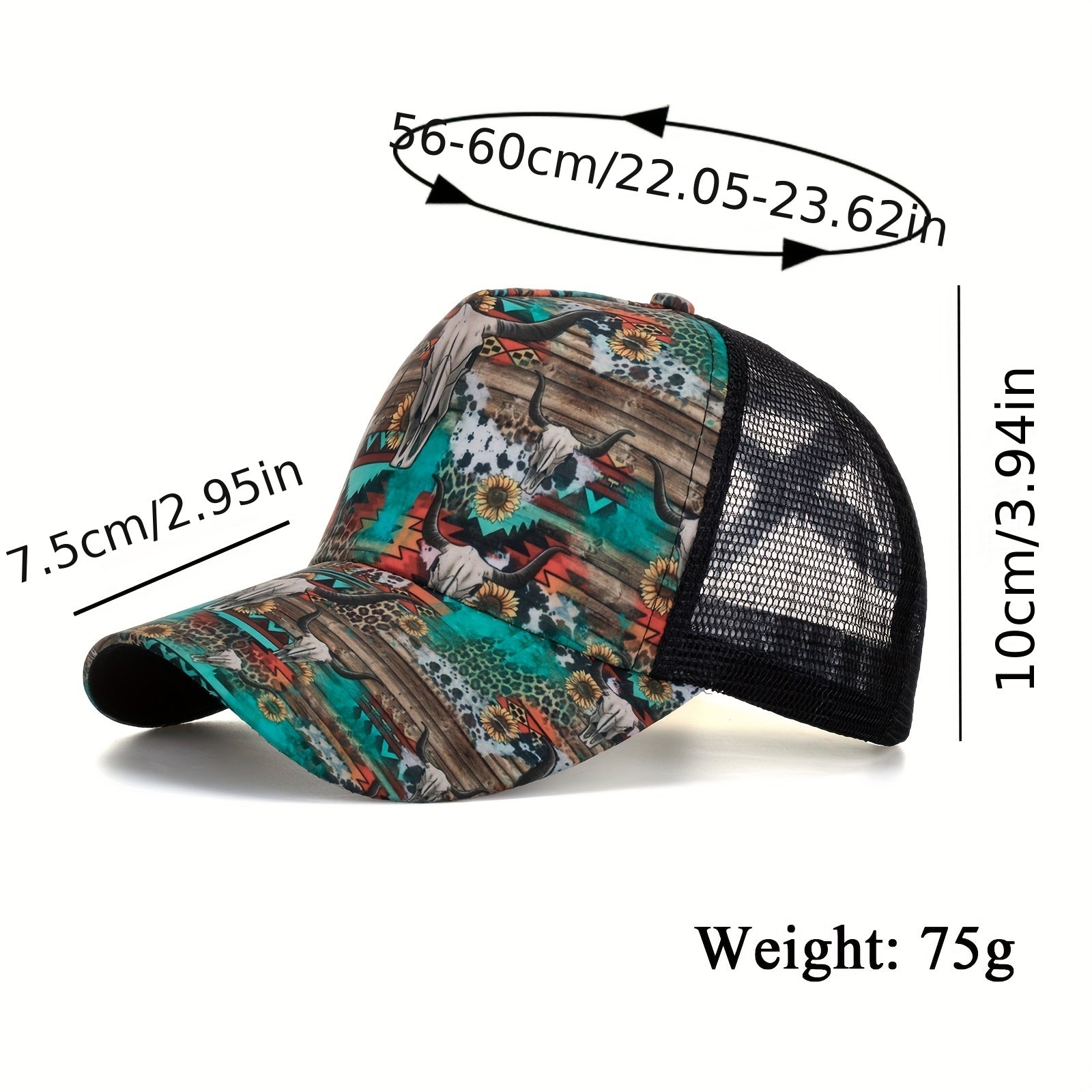 Floral Print Trucker Hat Sun Protection Baseball Cap