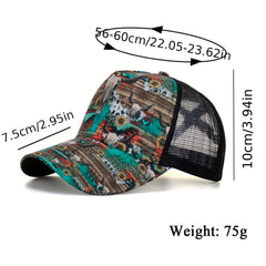 Floral Print Trucker Hat Sun Protection Baseball Cap