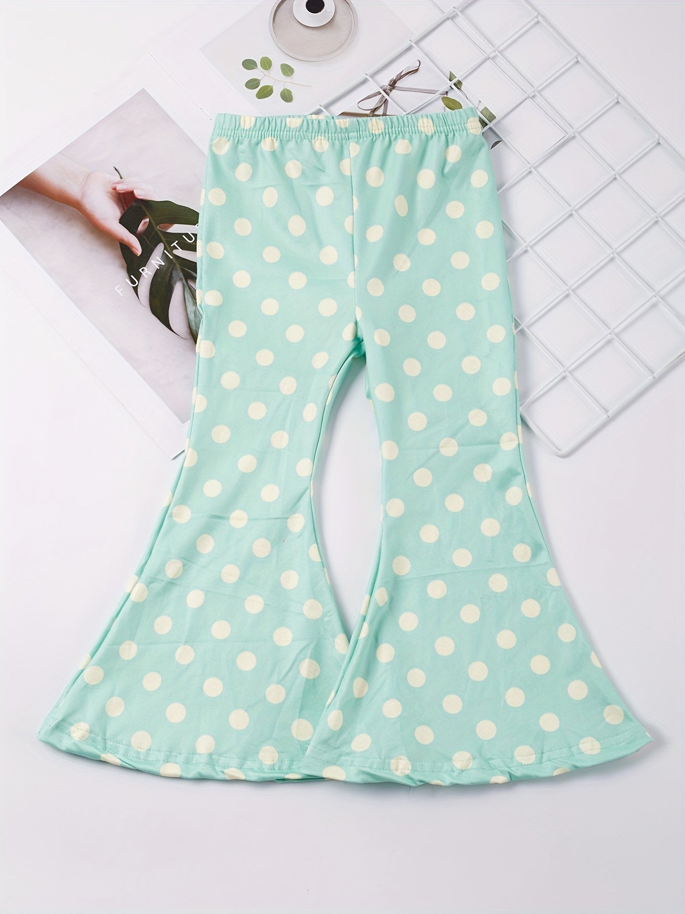 Girls Polka Dots Casual Flare Leg Pants for Spring & Summer