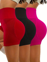 3 Pcs Seamless Summer Sports Shorts High Waist Stretchy Yoga Fitness