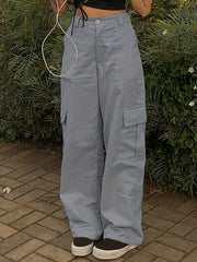 Y2K Women's Cargo Pants High Waist Straight Jeans Athleisure