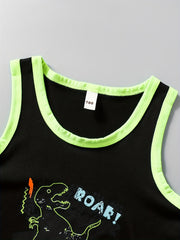 Boys Girls Casual Dinosaur Tank Top & Shorts Set for Summer