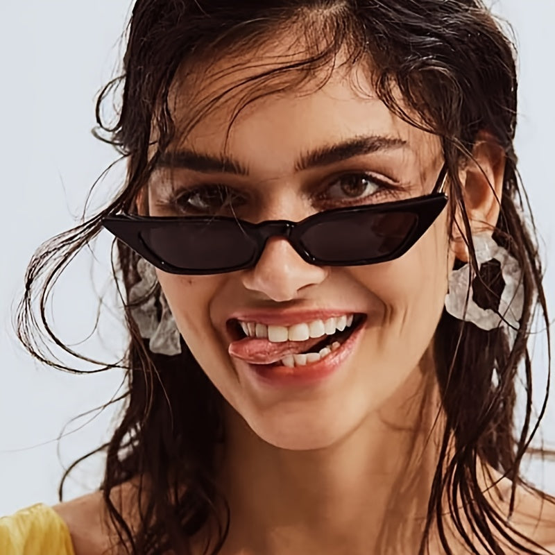 Small Cat Eye Sunglasses Vintage Skinny Frame Y2K Shades