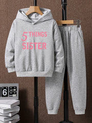 2pcs Boys Hoodie Sweatshirt & Sweatpants Set Kids Casual Outdoor Clothes