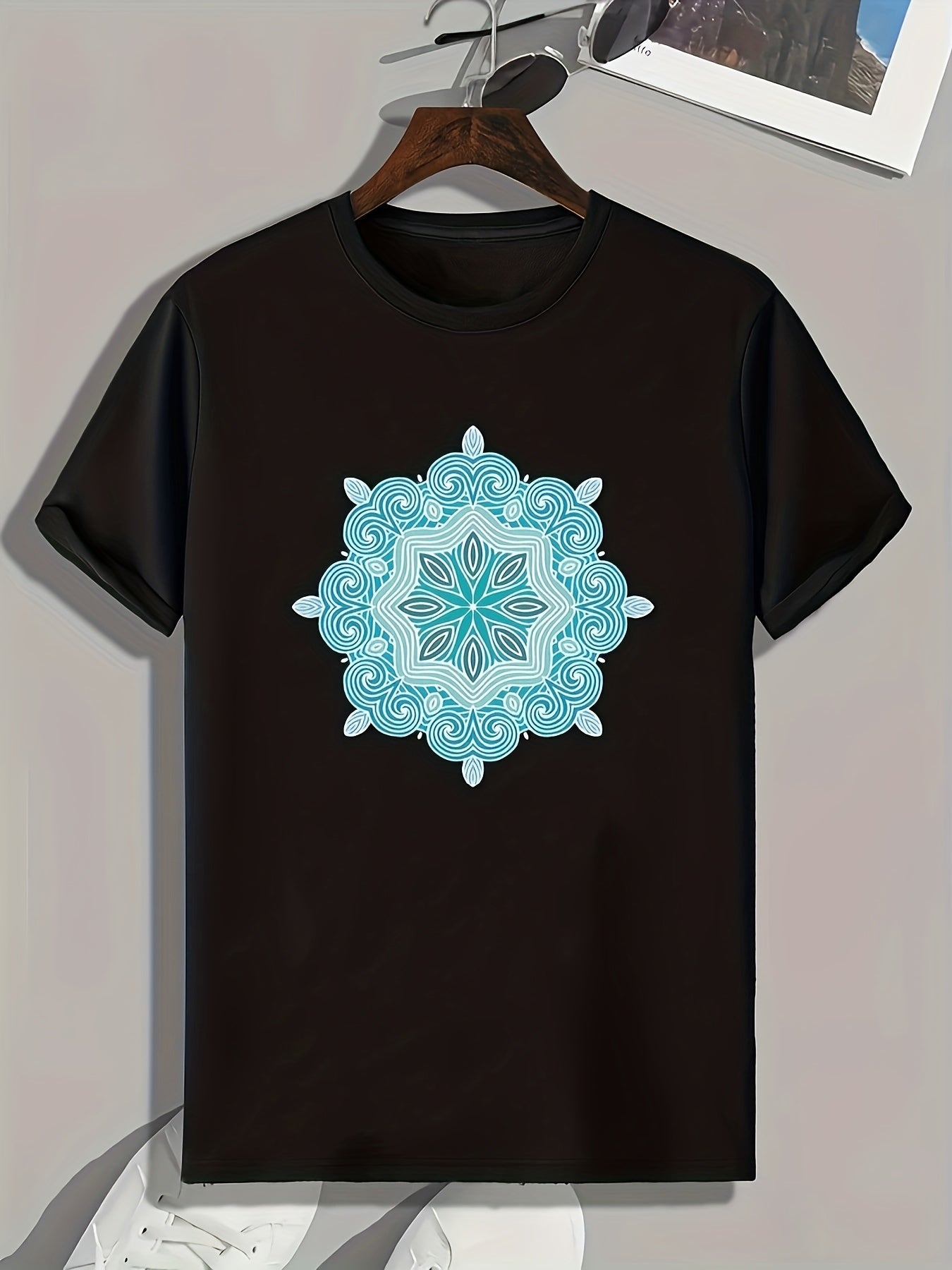 Flower Print Men's Graphic T-shirt for Summer