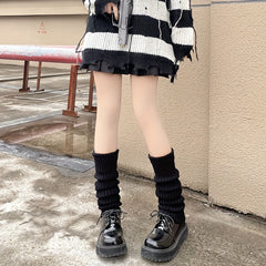 Ribbed Knit Leg Warmers Knee High Socks Women's Stockings