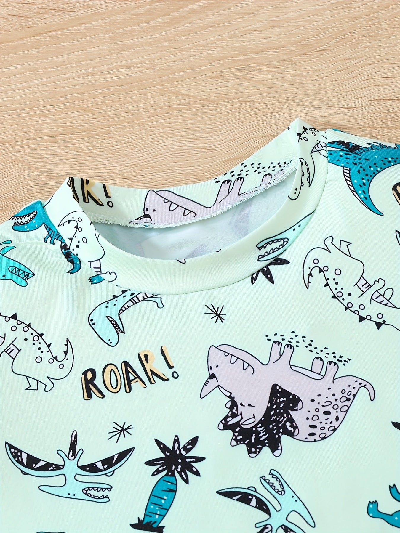 Dinosaur Full Body Print T shirt & Shorts Set Outfit For Boys Kids