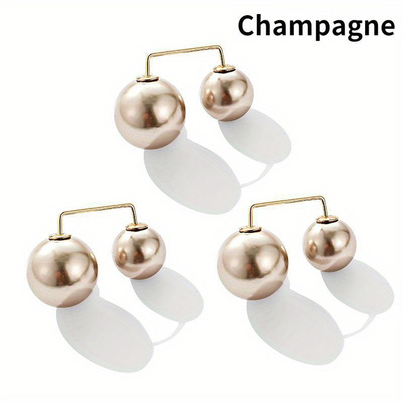 3pc Faux Pearl Metal Lapel Pin Brooch Dress Skirt Waist Pants Buckle