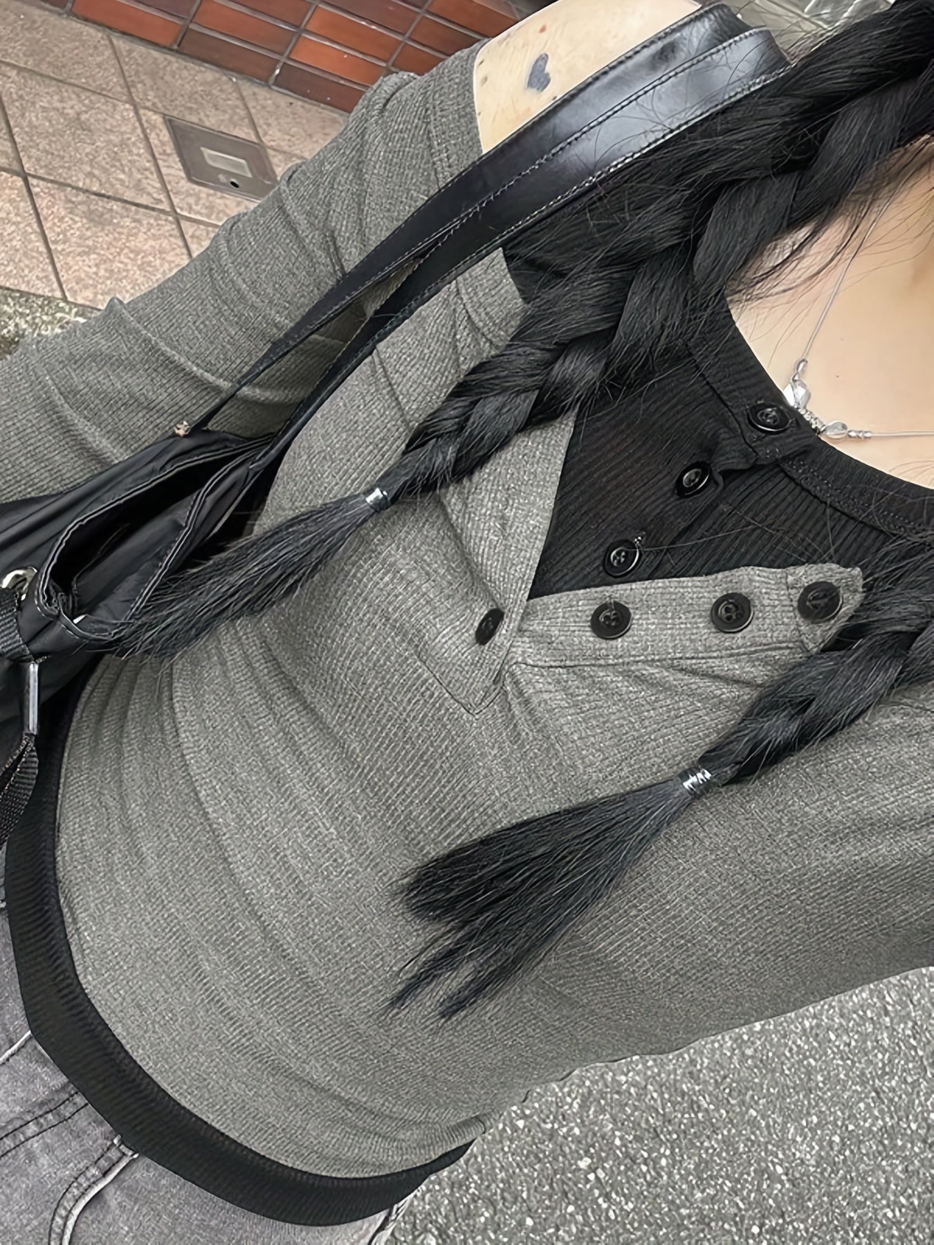Casual 2pc Set Crew Neck Long Sleeve & Sleeveless Button Tank