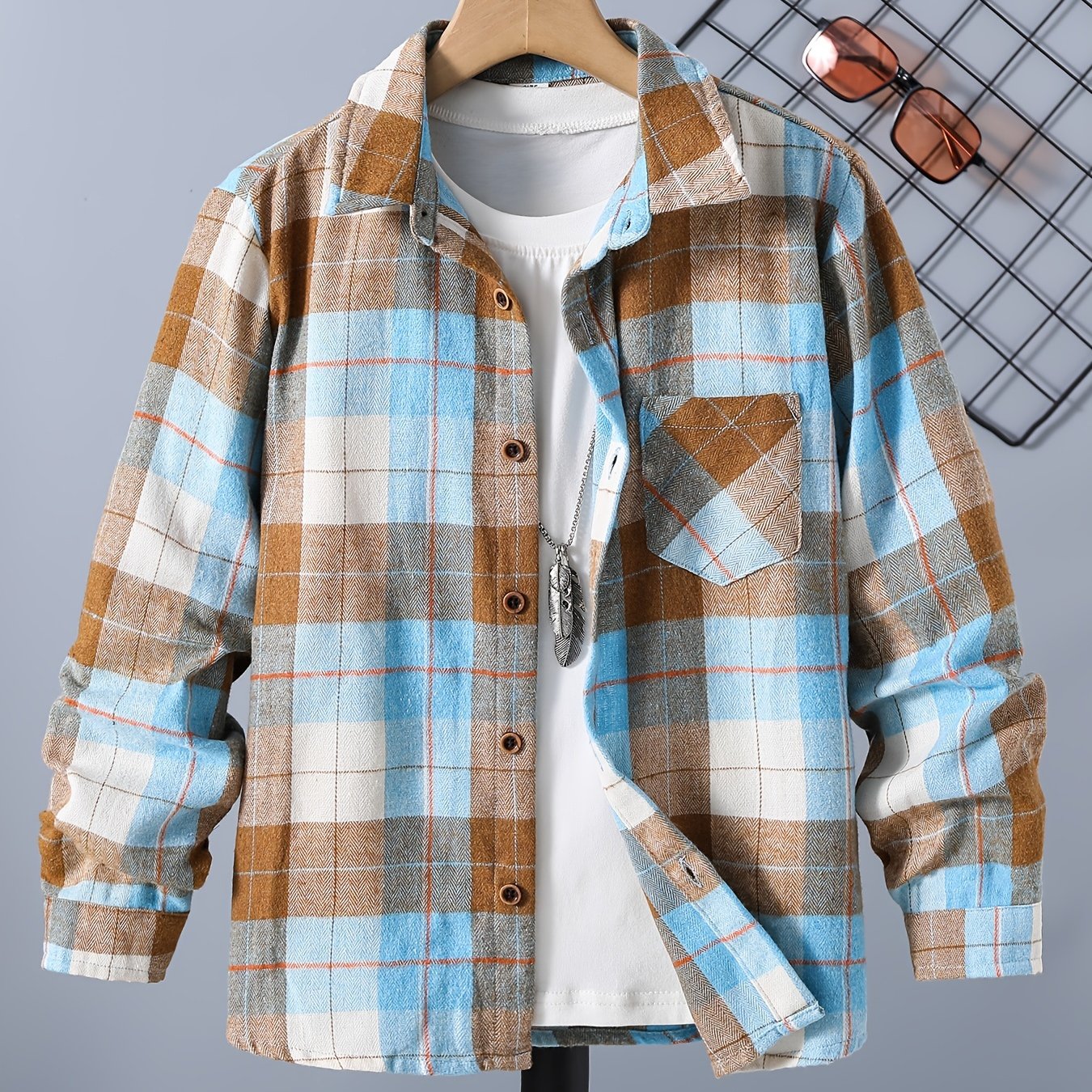Toddler Boys Plaid Button Down Shirt Long Sleeve Outwear Jacket
