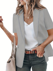 Short Sleeve Open Front Blazer Casual Lapel Summer Women's Clothing