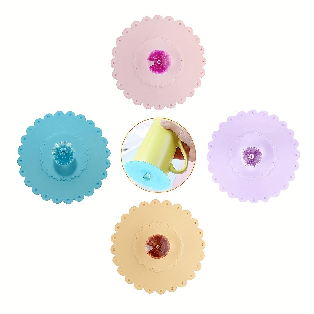 4pcs Acrylic Silicone Cup Lid for Coffee Mugs Water Bottles Glass Tumblers