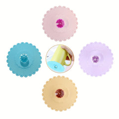 4pcs Acrylic Silicone Cup Lid for Coffee Mugs Water Bottles Glass Tumblers