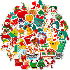 50pcs Christmas Stickers Cartoon DIY Waterproof Stickers For Holiday Party Gift