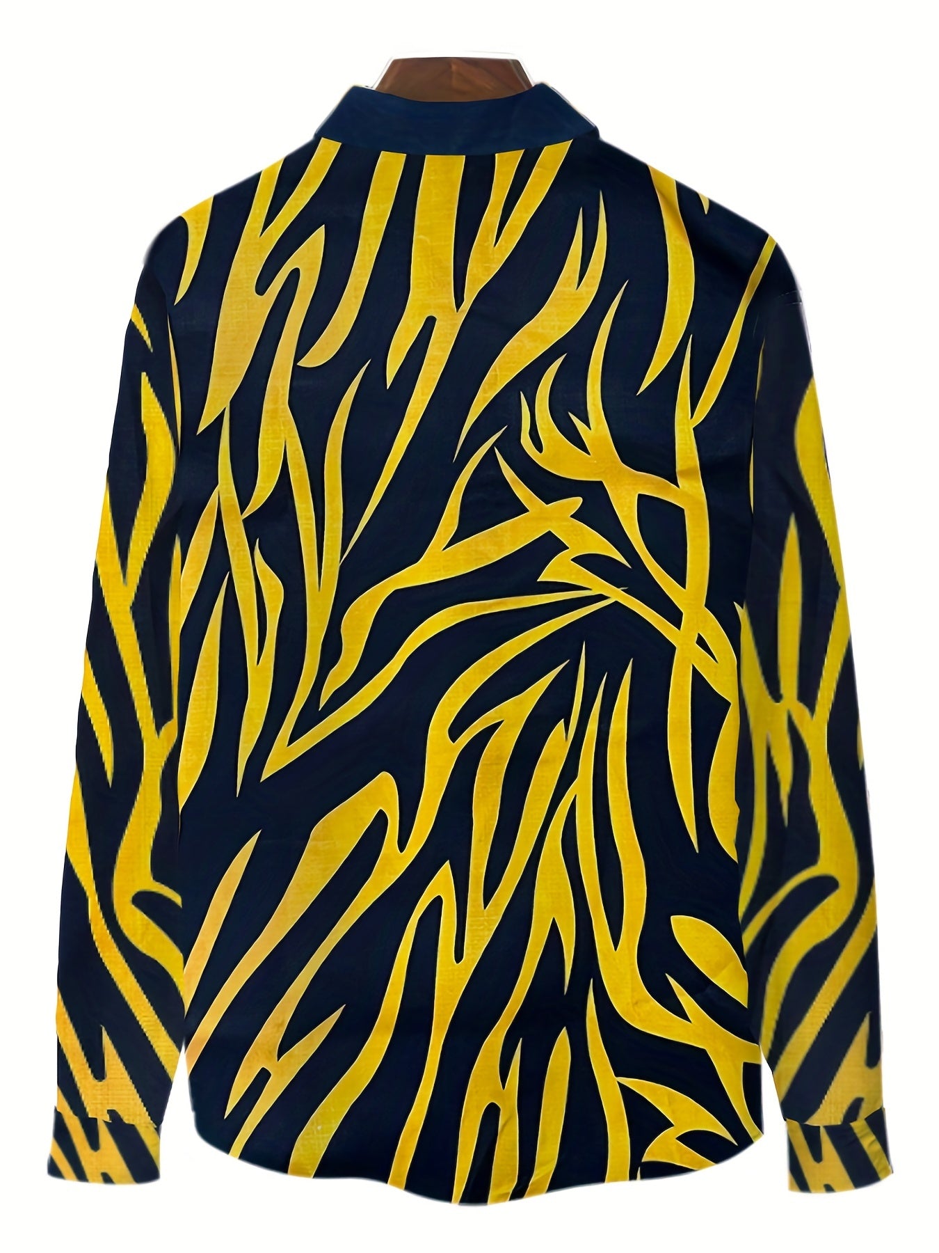 Men's Orange Abstract Print Casual Button Up Shirt