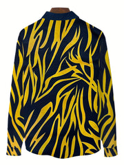 Men's Orange Abstract Print Casual Button Up Shirt