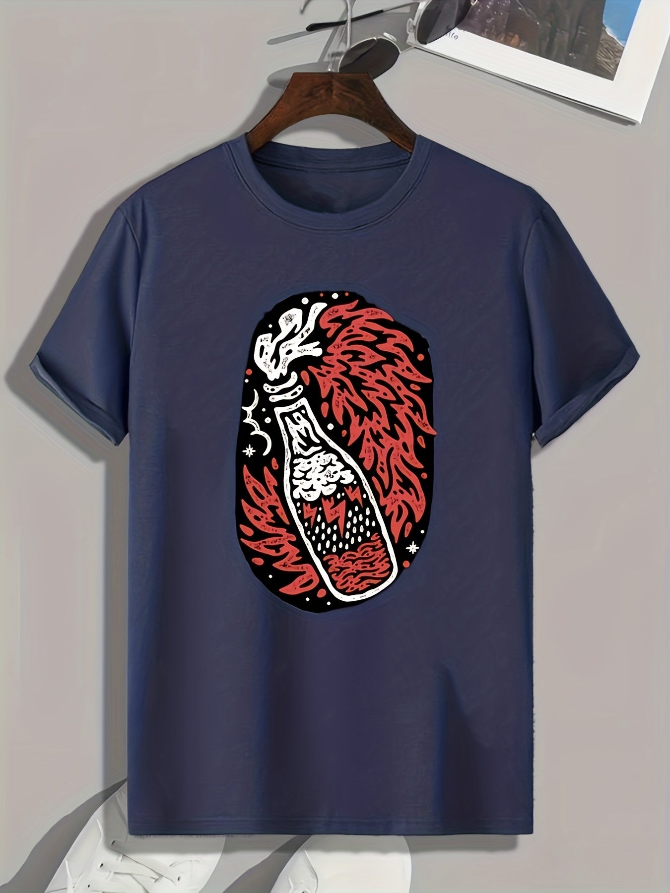 Bottle Print Men's Graphic T shirt Casual Comfy Tees For Summer